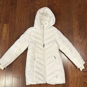 Spyder Kids White Hooded Puffer Jacket